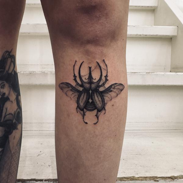 Blackwork Beetle Tattoo