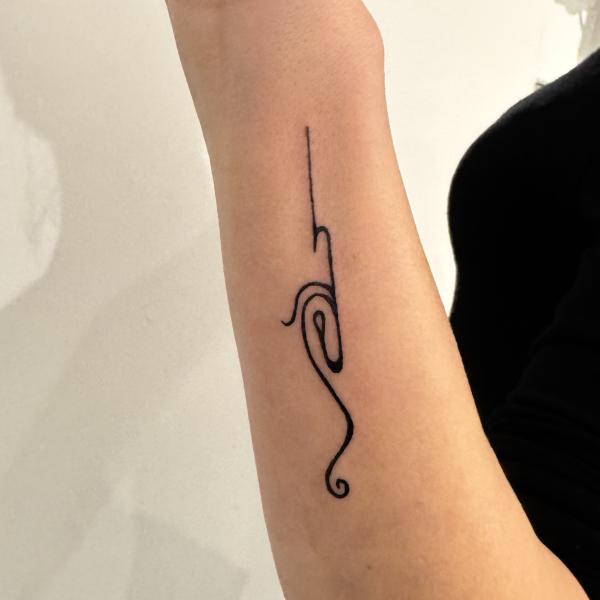Fineline Abstract Stork Tattoo