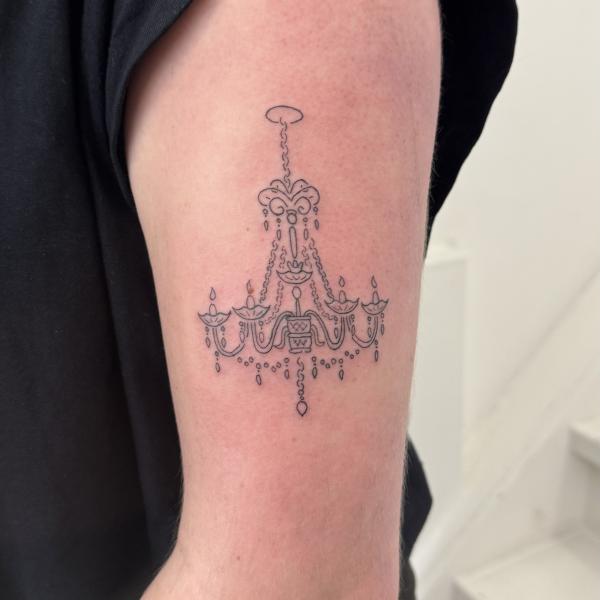 Fineline Chandelier Tattoo
