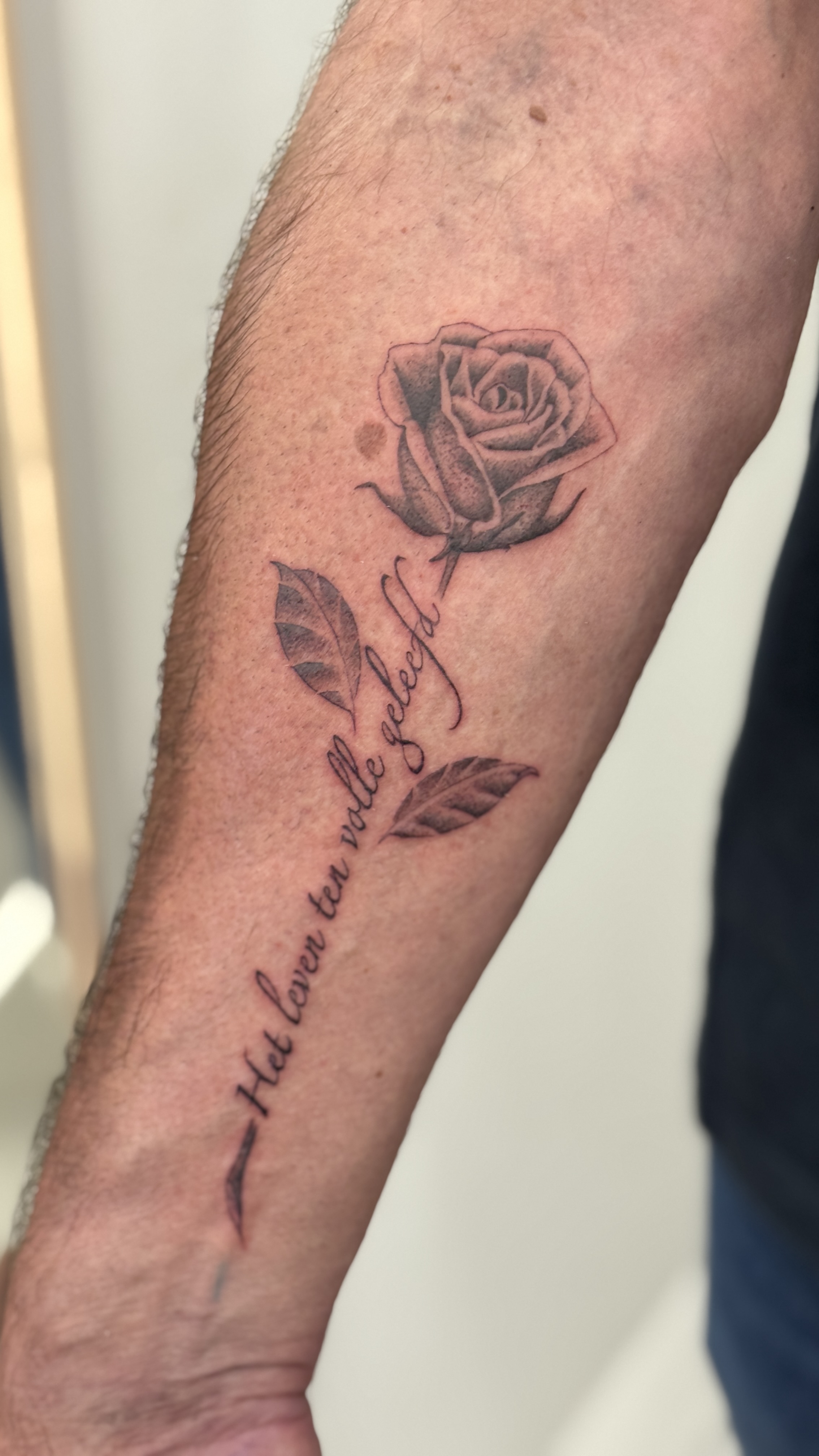 Fineline Script Tattoo Rose